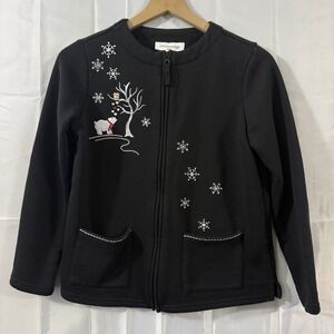 Breckenridge PS Snowflake Zip Ugly Sweater Christmas Sweatshirt Polar Bear Owl